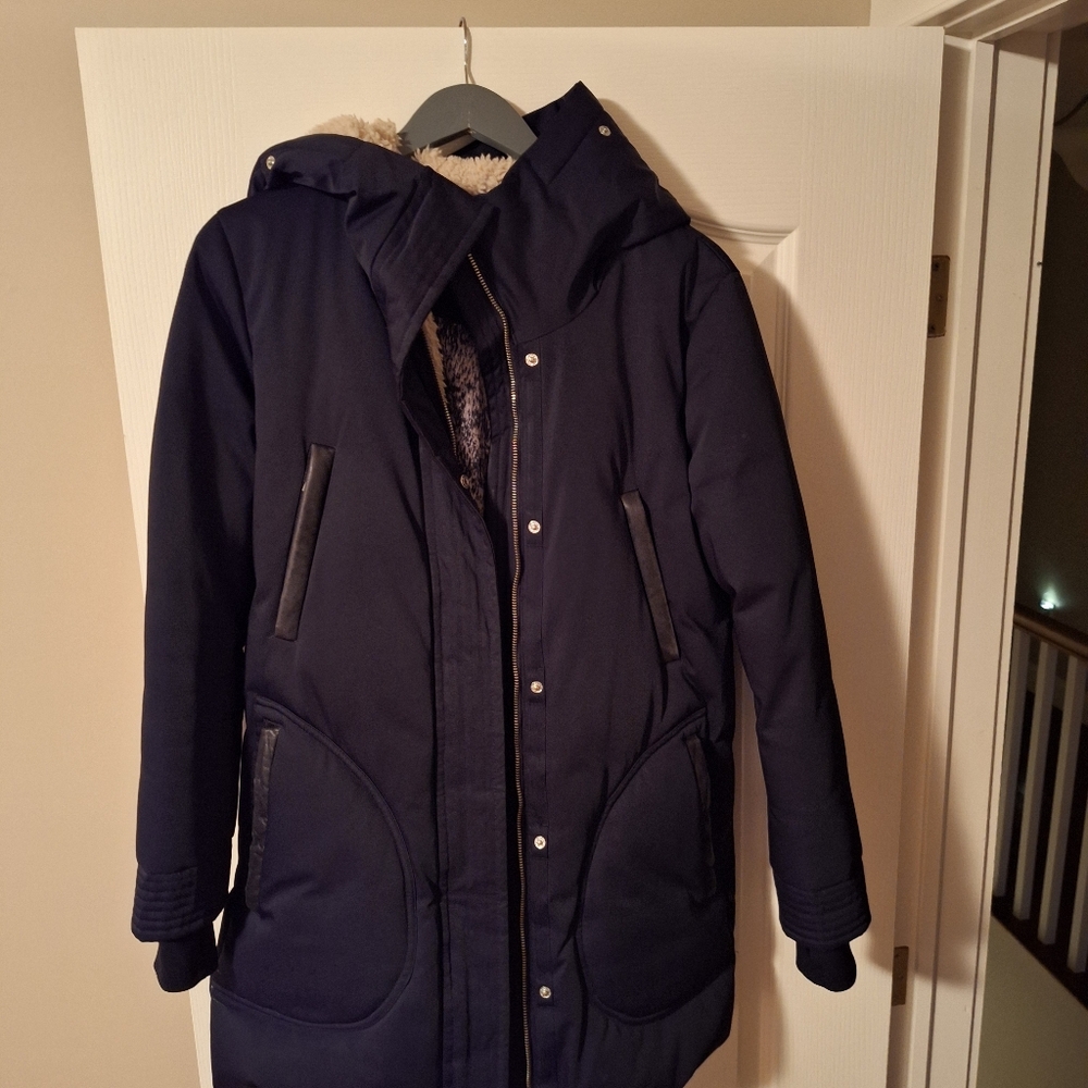 Soia & Kyo Black Hooded Puffer Coat with Fur Trim - Picture 7 of 8